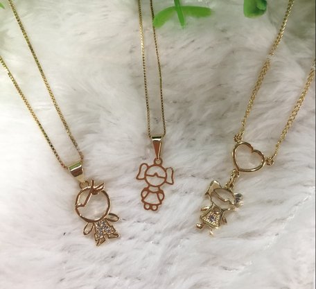 Colar Semi Jóia Dourado Menino