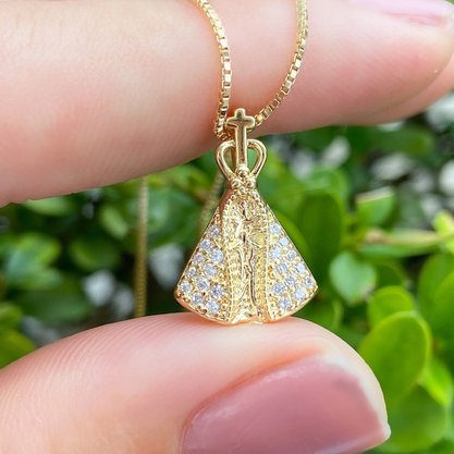 Colar Semi Jóia Dourado Nossa Senhora Aparecida