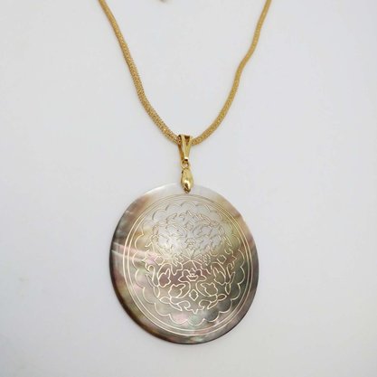 Colar Semi Jóia Dourado Pingente Madrepérola