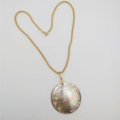 Colar Semi Jóia Dourado Pingente Madrepérola