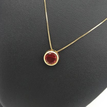 Colar Semi Jóia Dourado Pingente Pedra Colorida
