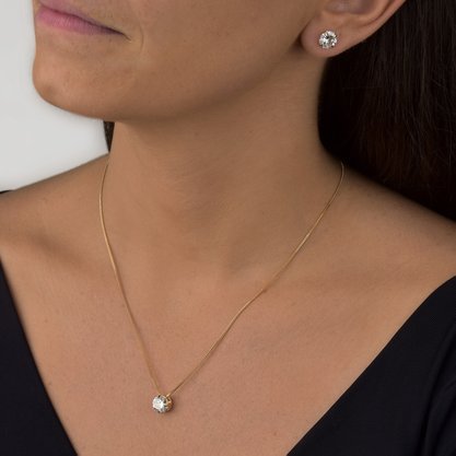 Colar Semi Jóia Dourado Ponto de Luz 10mm