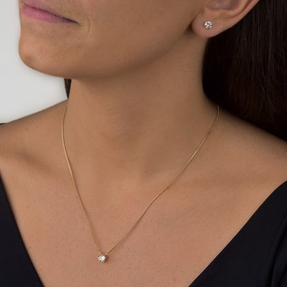 Colar Semi Jóia Dourado Ponto de Luz 5mm