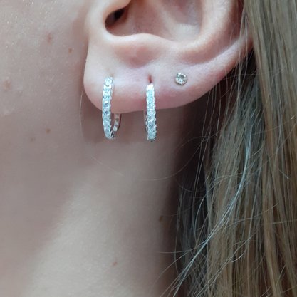 Duo Argola Prata com Pedras