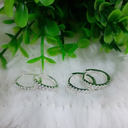 Duo Argola Prata com Pedras