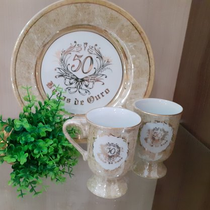 Jogo de Caneca Irlandesa Bodas de Ouro