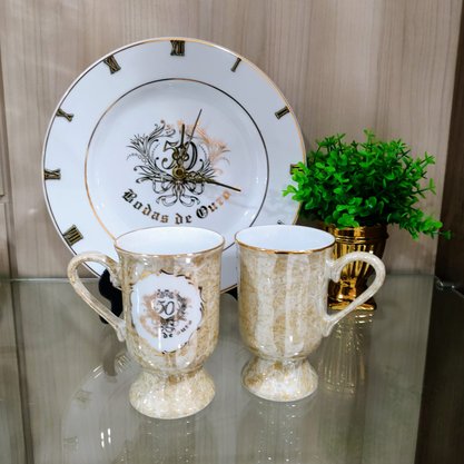 Jogo de Caneca Irlandesa Bodas de Ouro