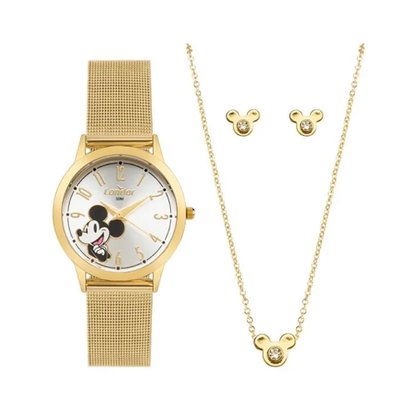 Kit Relógio Condor Disney Mickey Dourado