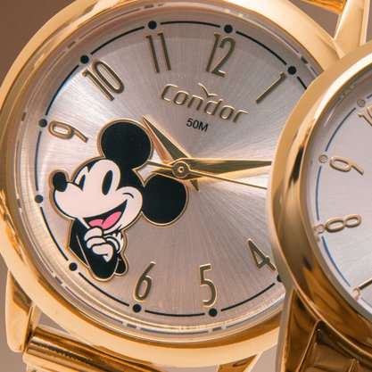 Kit Relógio Condor Disney Mickey Dourado