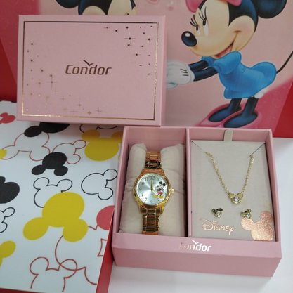 Kit Relógio Condor Disney Mickey Dourado