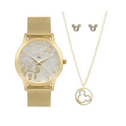 Kit Relógio Condor Disney Minnie Dourado