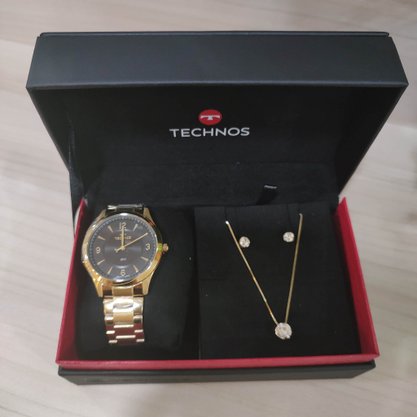 Kit Relógio Technos Feminino Dourado com Conjunto