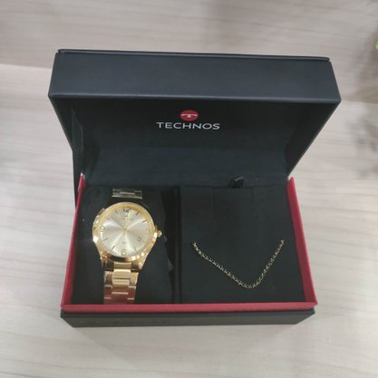 Kit Relógio Technos Feminino Dourado com Pulseira