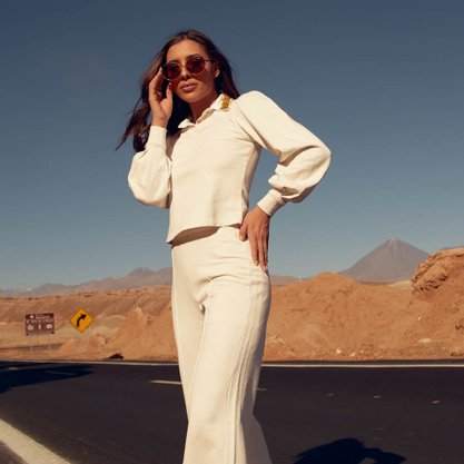 Óculos Solar Difaty Feminino Rose Lentes Marrom