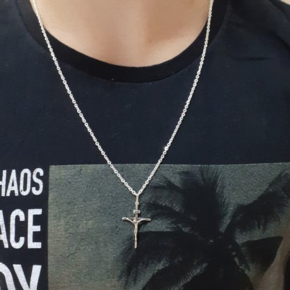 Pingente Prata Envelhecida Crucifixo