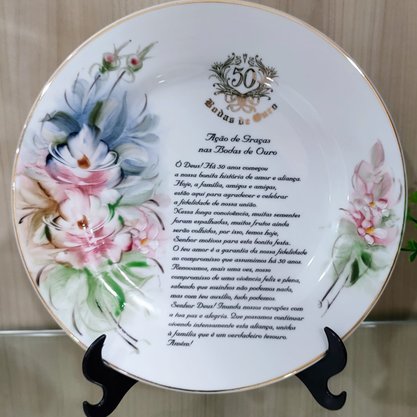 Prato Diceart Ação de Graças Na Bodas de Ouro