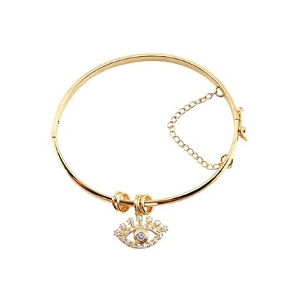 Pulseira Bracelete Dourado Pingente Olho Grego