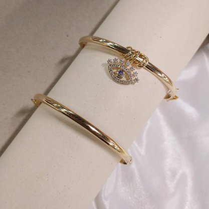 Pulseira Bracelete Dourado Pingente Olho Grego