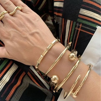 Pulseira Bracelete Semi Jóia Dourada