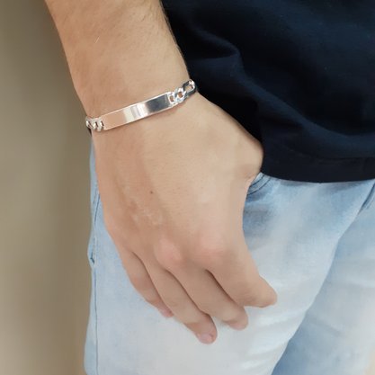 Pulseira Prata 925 Fígaro com Chapa