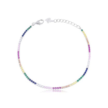 Pulseira Prata 925 Riviera Pedras Coloridas