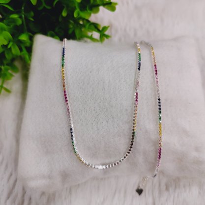 Pulseira Prata 925 Riviera Pedras Coloridas
