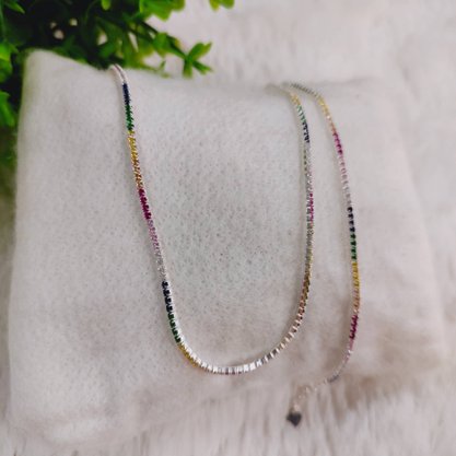 Pulseira Prata 925 Riviera Pedras Coloridas