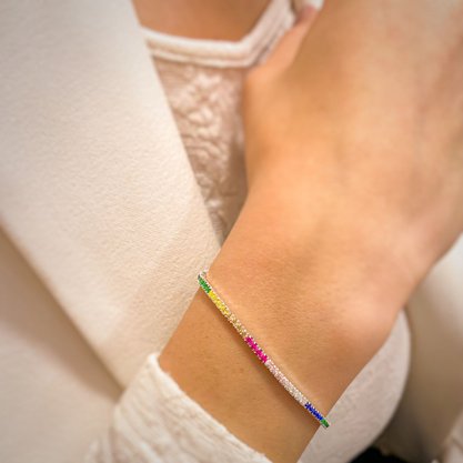 Pulseira Prata 925 Riviera Pedras Coloridas