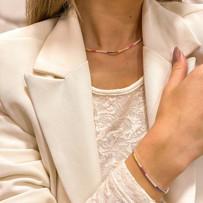 Pulseira Prata 925 Riviera Pedras Coloridas