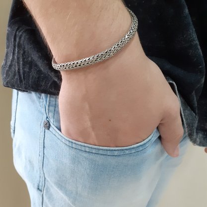 Pulseira Prata Envelhecida Masculina