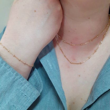 Pulseira Semi Jóia Dourada Bolinhas