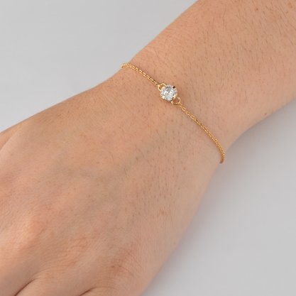 Pulseira Semi Jóia Dourada com Pedra 6mm