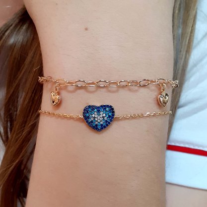 Pulseira Semi Jóia Dourada Coração