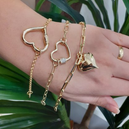 Pulseira Semi Jóia Dourada Coração
