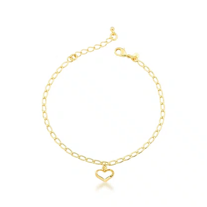 Pulseira Semi Jóia Dourada Coração Vazado