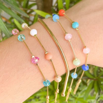 Pulseira Semi Jóia Dourada Pedras