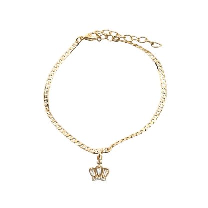 Pulseira Semi Jóia Dourada Pingente Coroa