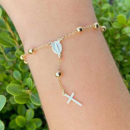 Pulseira Semi Jóia Dourada Rosário