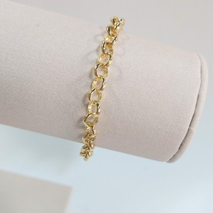Pulseira Semi Jóia Feminina Dourada Elos Português