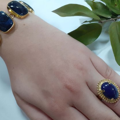 Pulseira Semi Jóia Pedras Azul