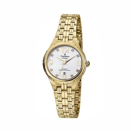 Relógio Champion Feminino Dourado Calendário