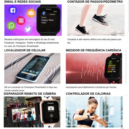 Relógio Champion Smartwatch Preto e Branco