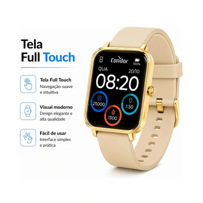 Relógio Condor Smartwatch Unissex Dourado