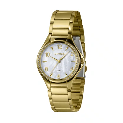 Relógio Lince Feminino Aço Dourado Madrepérola