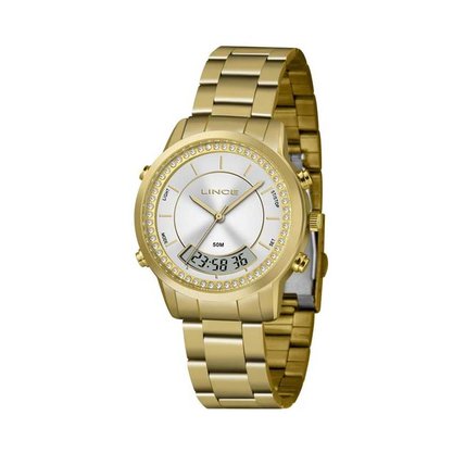 Relógio Lince Feminino Dourado Anadigi