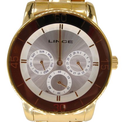 Relógio Lince Feminino Dourado Calendário
