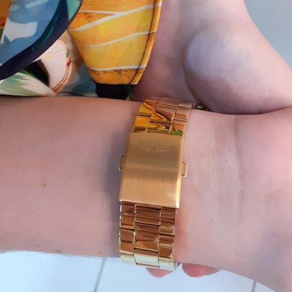 Relógio Lince Feminino Dourado Calendário