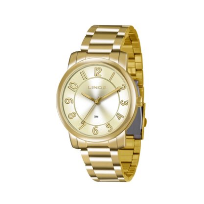 Relógio Lince Feminino Dourado com Números