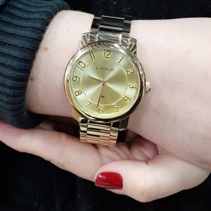 Relógio Lince Feminino Dourado com Números