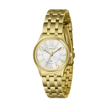 Relógio Lince Feminino Dourado com Números